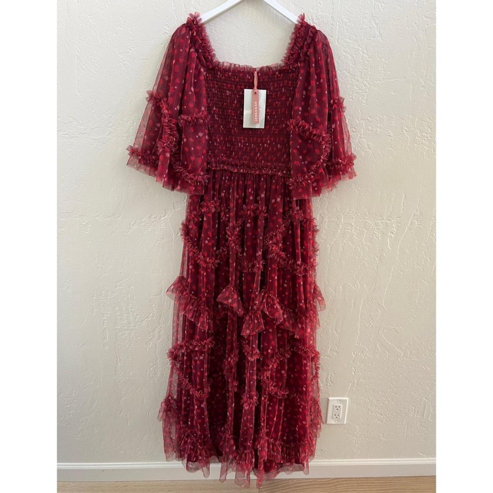 JessaKae Burgundy Floral Tulle Dress